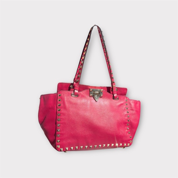 Valentino Garavani Handbags - Valentino Garavani Rockstud Tote – Hot Pink Calf Leather, Very Good Condition